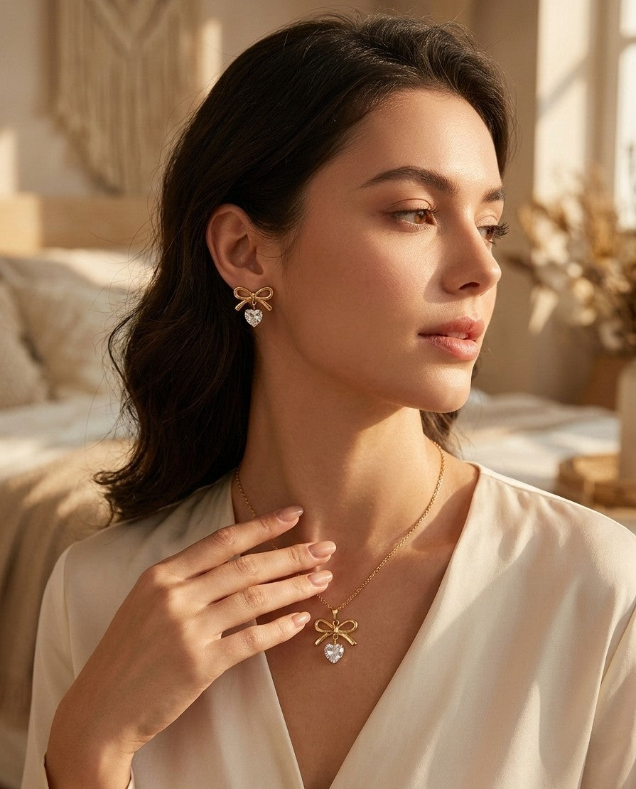 Golden Heart Jewellery Set