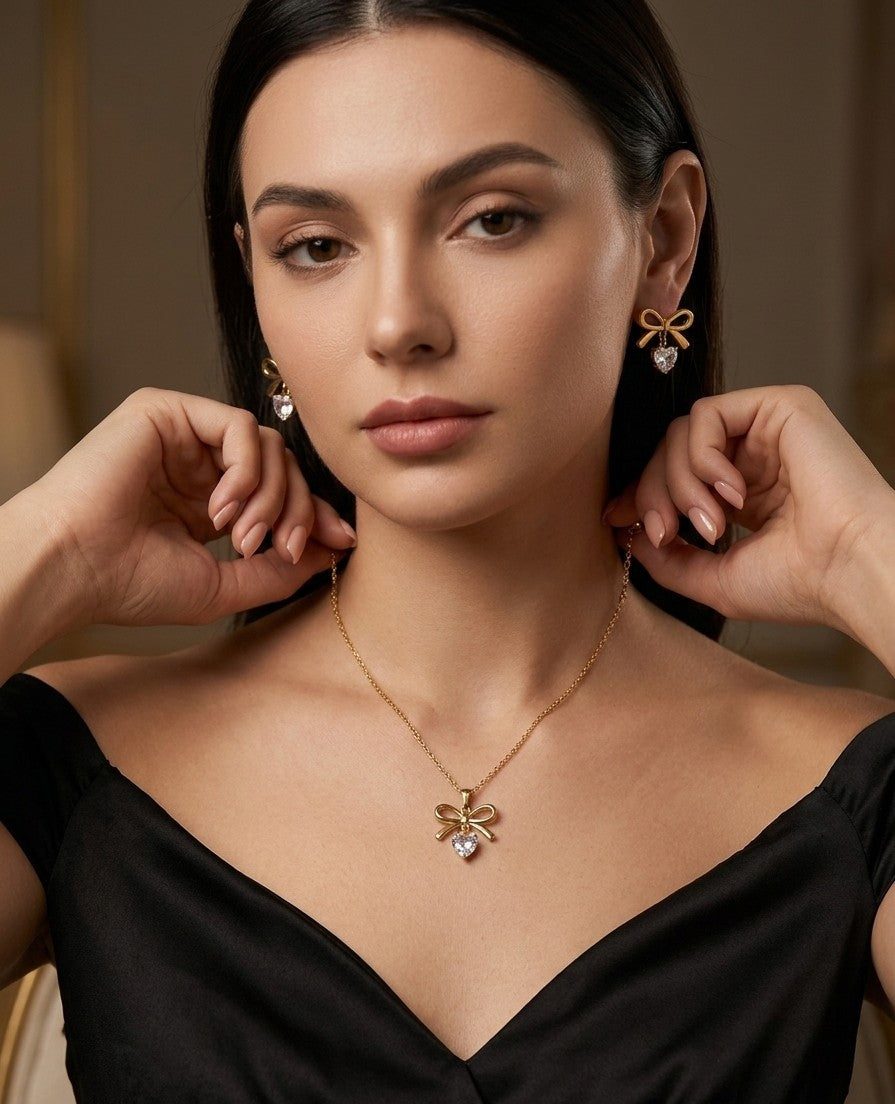 Golden Heart Jewellery Set