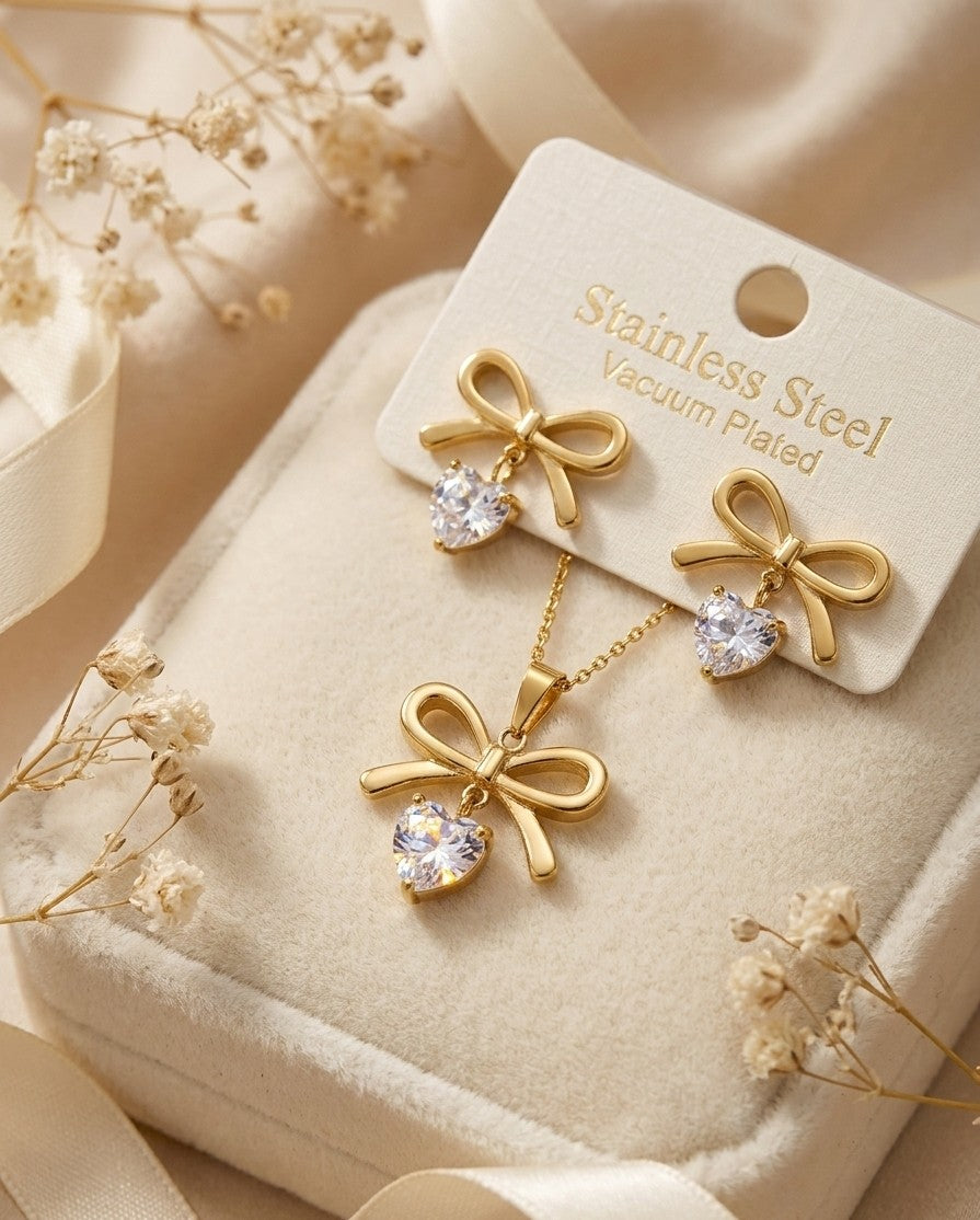 Golden Heart Jewellery Set