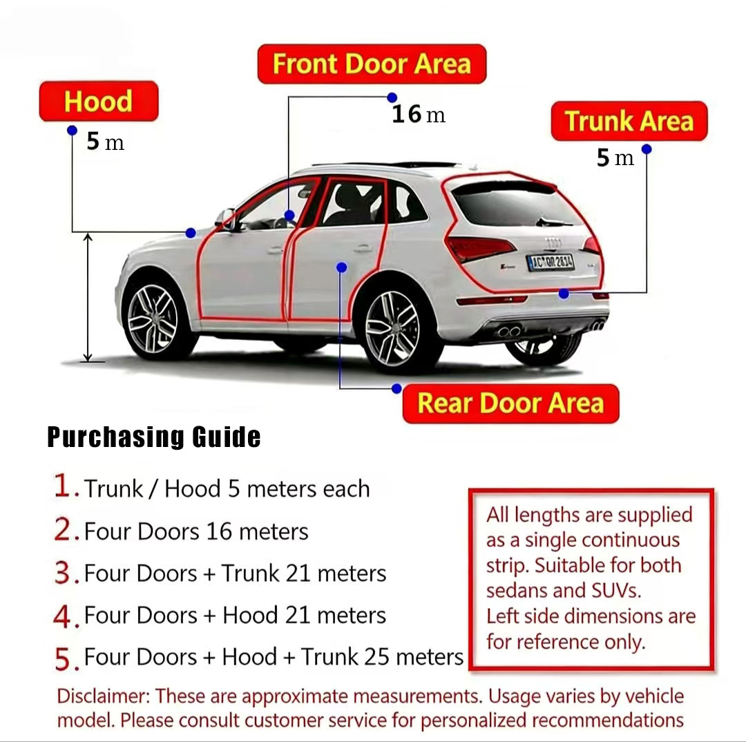 Premium Car Door Seal Strip – 20ft (Noise, Dust & Water Protection
