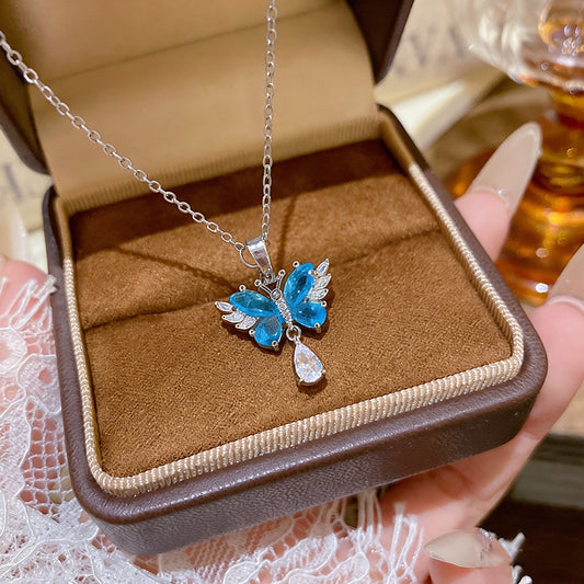 Zircon Butterfly Pendant Necklace
