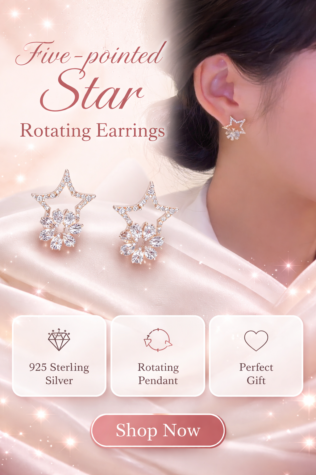 Five-pointed Star Rotating  Earrings