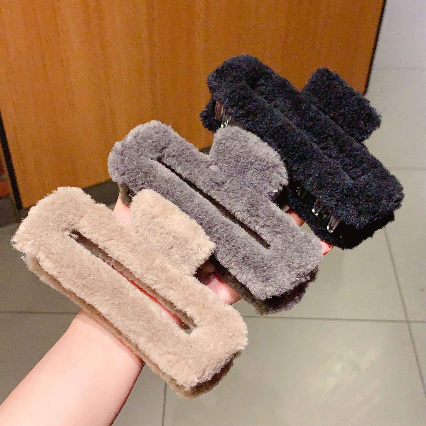 Fur Hair Clips Pack of 3
