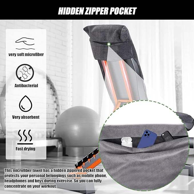 GYMDRY Premium Zippered Fitness Towel