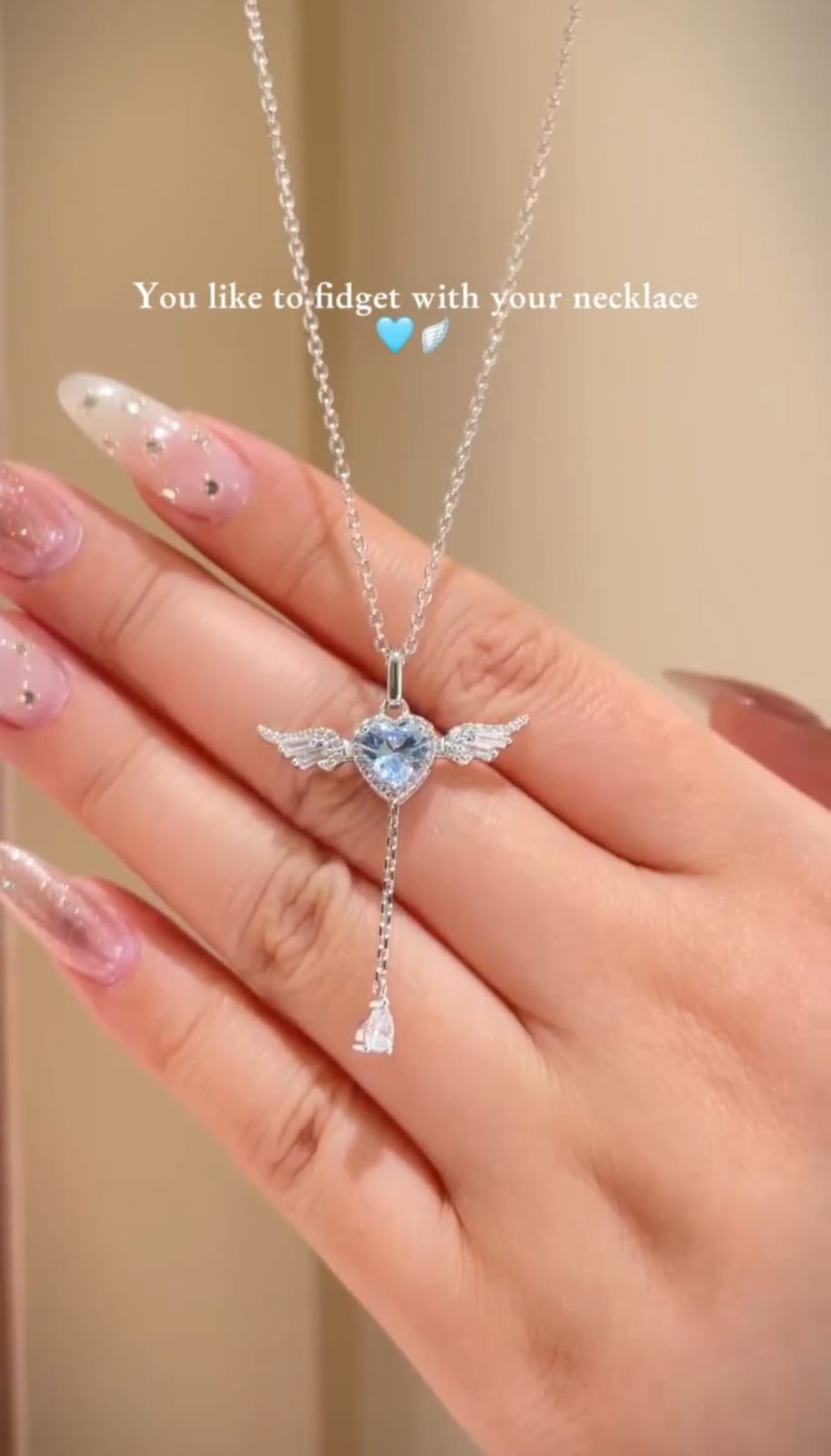 1 Carat Heart Angel Wing Pendant Necklace