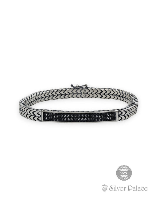 Silver Black Stone Turkey Bracelet For Gents