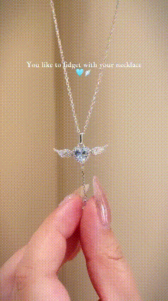 1 Carat Heart Angel Wing Pendant Necklace